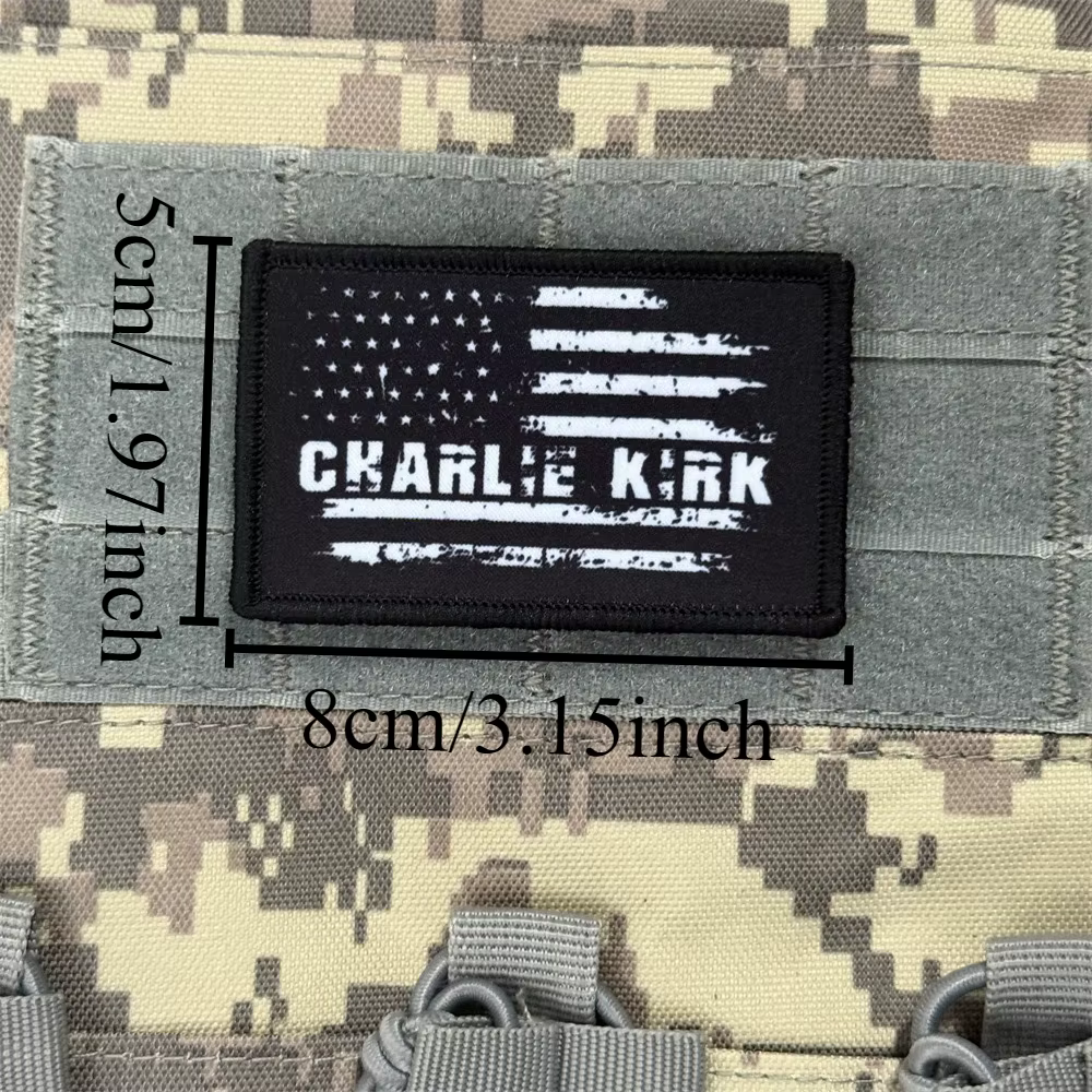 Parche táctico Charlie Kirk bandera EE. UU. gancho y bucle - imagen 2