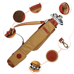 Tourbon Bolsa de golf lona y cuero vintage caqui