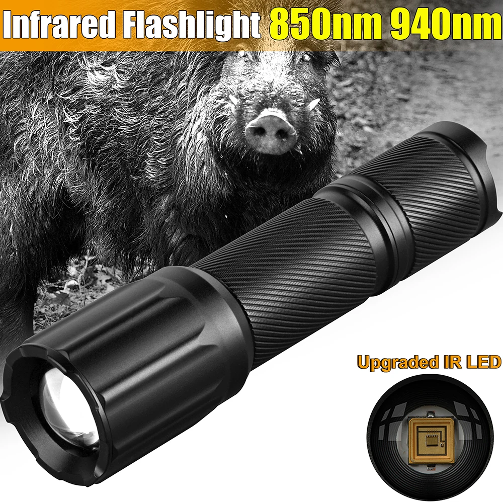 Linterna infrarroja con zoom Vcsel de 850nm/940nm, Enfoque Ajustable, iluminador IR, arma, luz para caza, antorcha LED infrarroja