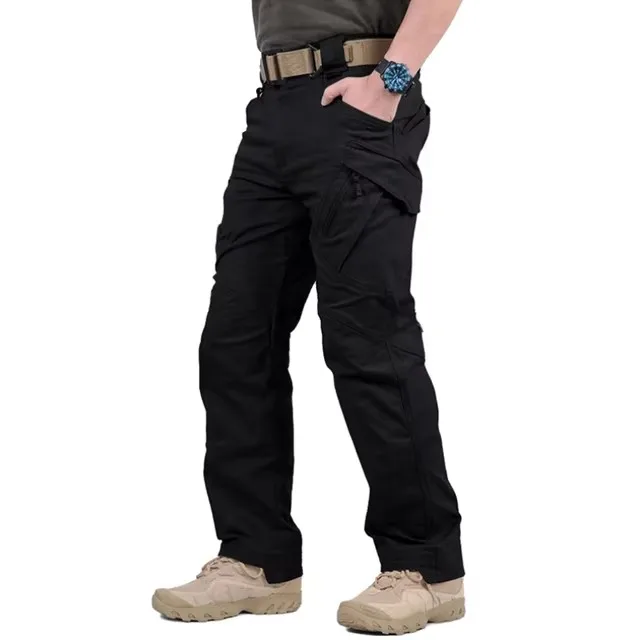 Pantalones Cargo impermeables para hombre, pantalones elásticos con múltiples bolsillos para hombre, pantalones para correr al aire libre, pantalones de senderismo tácticos de talla grande - imagen 3