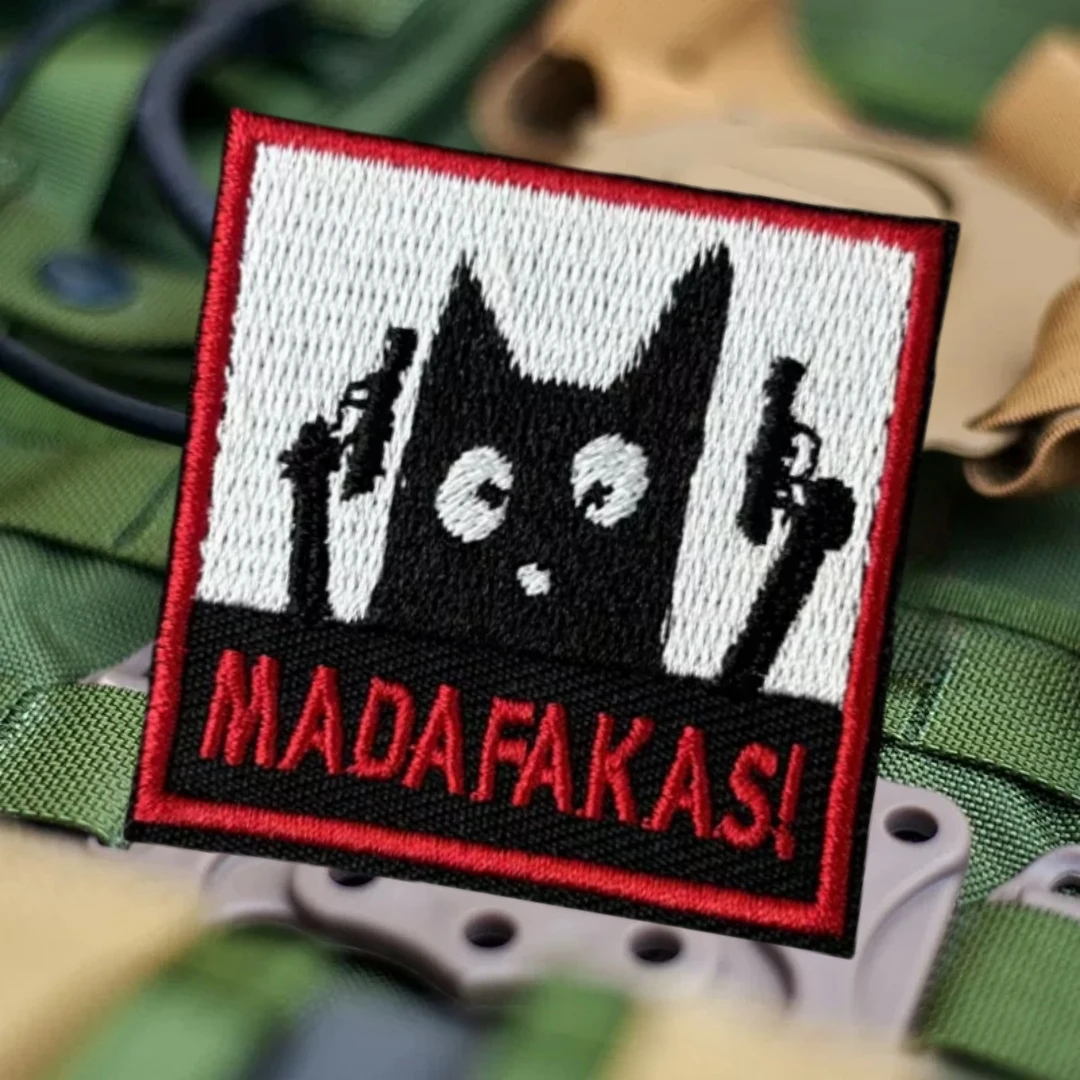 Parche táctico de moral de gato, brazalete militar del ejército, parches bordados de gancho y bucle para ropa, pegatina para mochila
