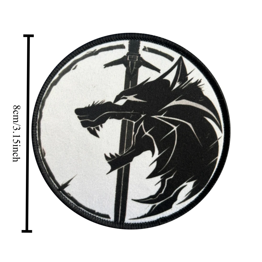 Insignia de moral de espada y lobo de mago, parches tácticos para ropa, parche de gancho y bucle, brazalete militar, pegatinas de decoración para mochila - imagen 2