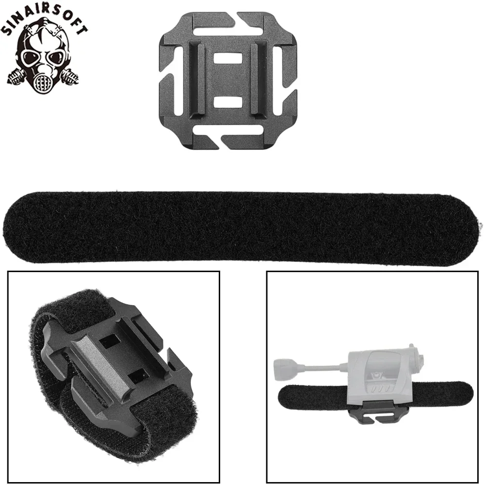 SINAIRSOFT-Base de luz para casco táctico, montaje en riel de aleación de aluminio CNC, correa de correas Molle, gancho y bucle inverso, chaleco Airsoft, aparejo de pecho - imagen 2