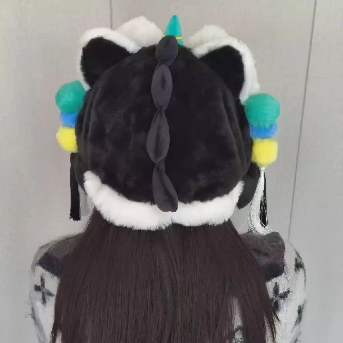 Cubierta táctica para casco de danza del león, gorro de felpa con diseño de león, gorro cálido para esquiar, vehículo eléctrico, equipo para actividades al aire libre en invierno - imagen 4