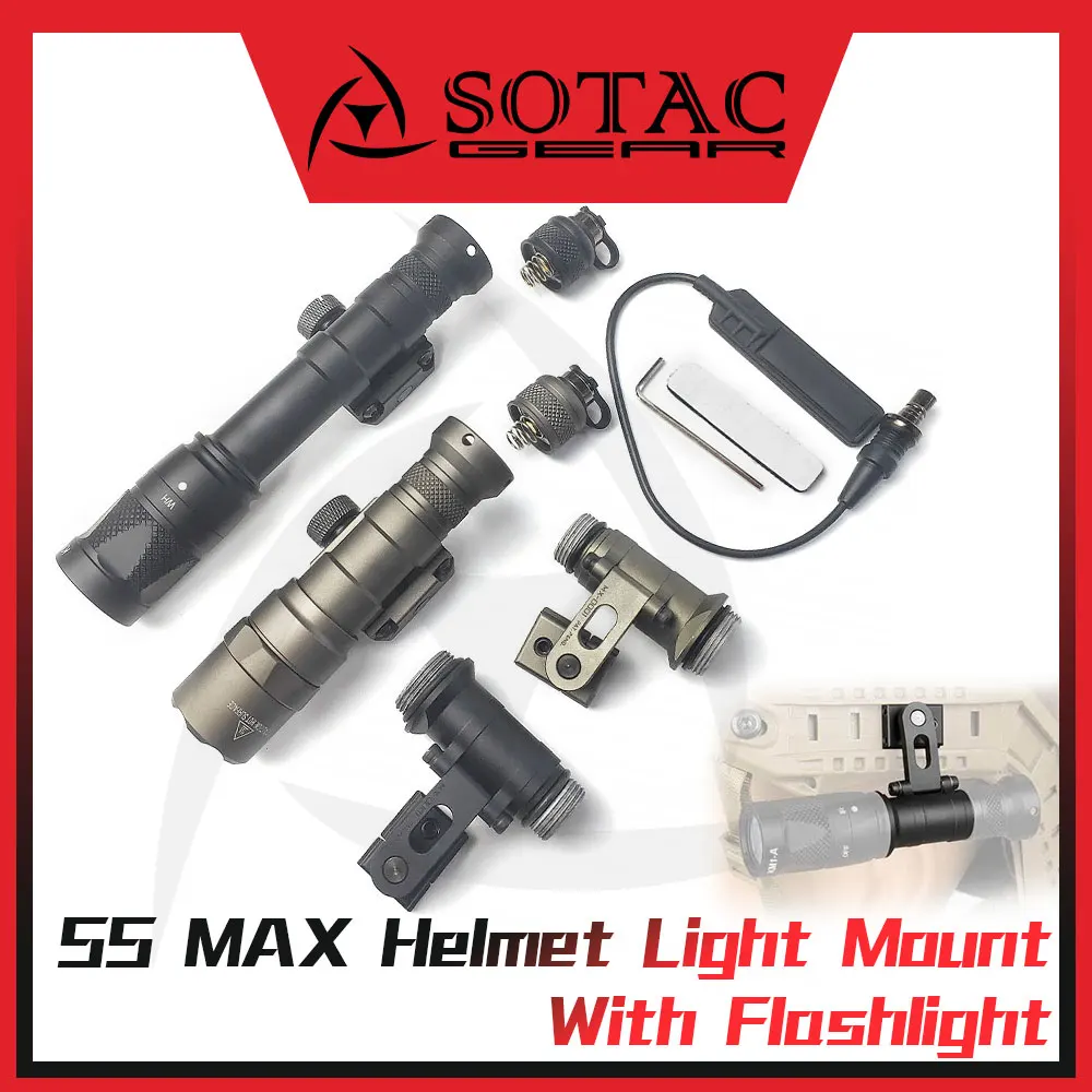 Montaje de luz de casco táctico SS MAX con M300V IR M600V IR M300B M300C M600B linterna SOTAC GEAR