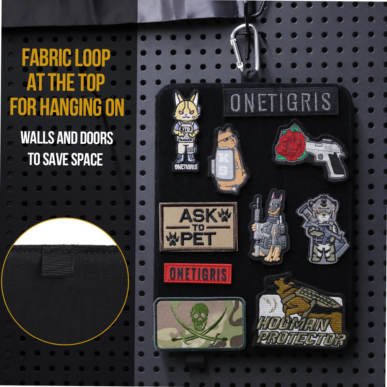 ONETIGRIS Placa de parches, organizador de soporte de panel de exhibición de parches tácticos con superficie de bucle para parche de identificación moral de gancho y bucle - imagen 4