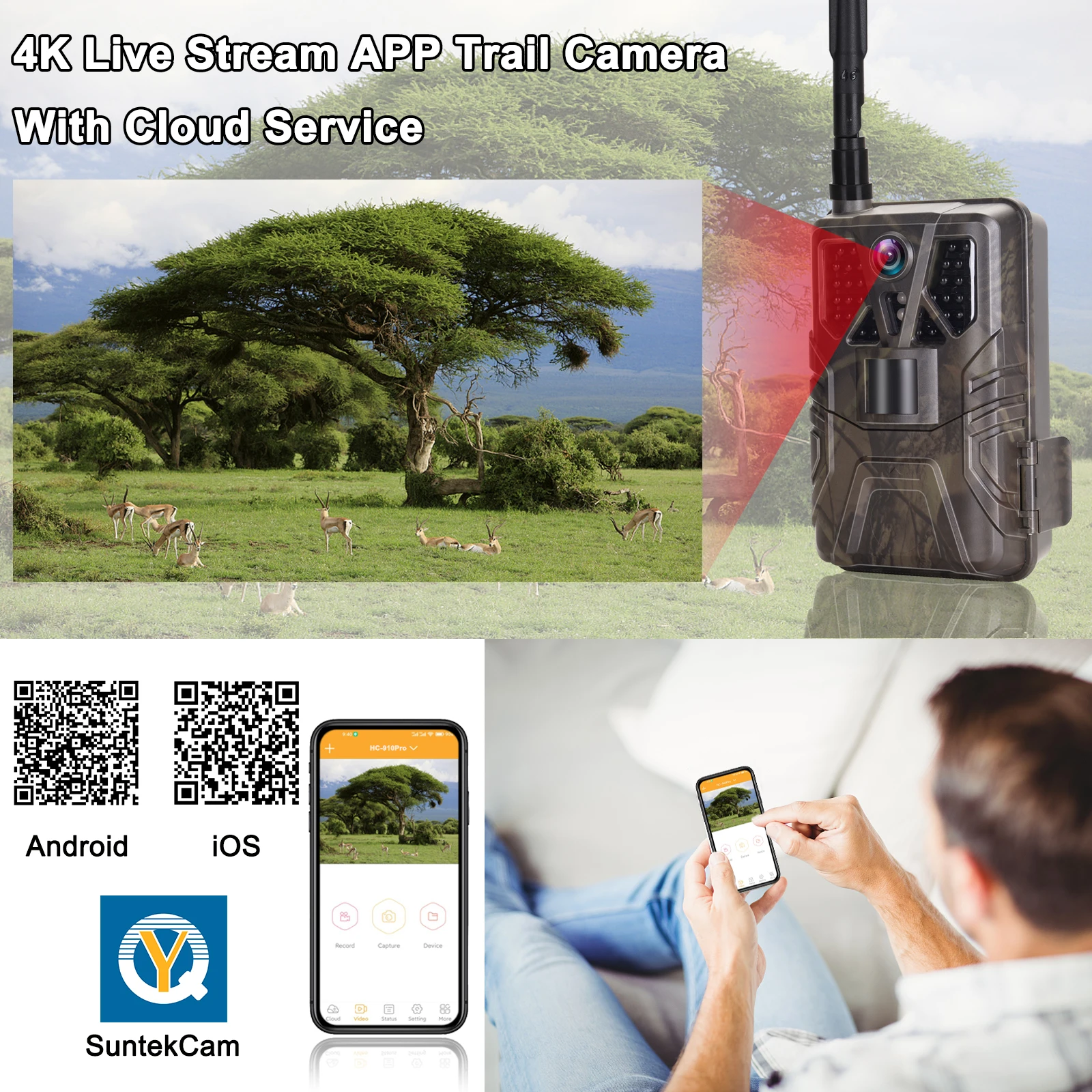 Cámara de fototrampeo 4G con streaming en directo 30 fps 4K nocturna - imagen 3