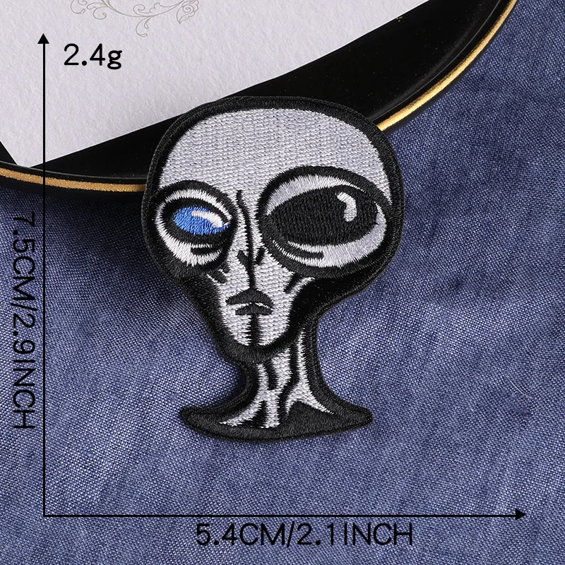 Parches bordados de Alien para Jeans, insignia de retales de Calavera, accesorios de bricolaje para planchar - imagen 5
