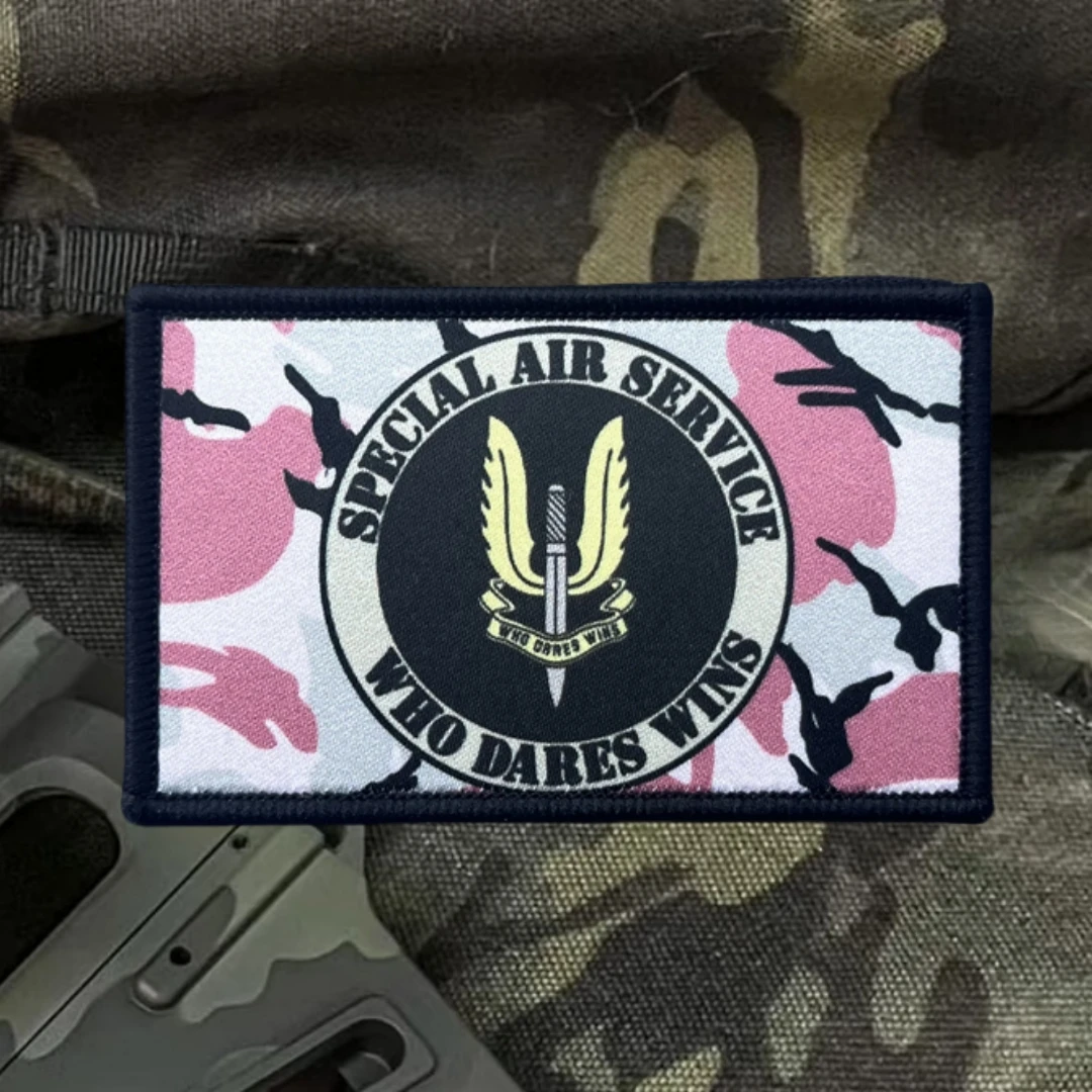 Insignia de moral táctica militar de camuflaje Rhodesian SAS Who Dares Wins, parches de gancho y bucle impresos, pegatina para mochila, ropa - imagen 4