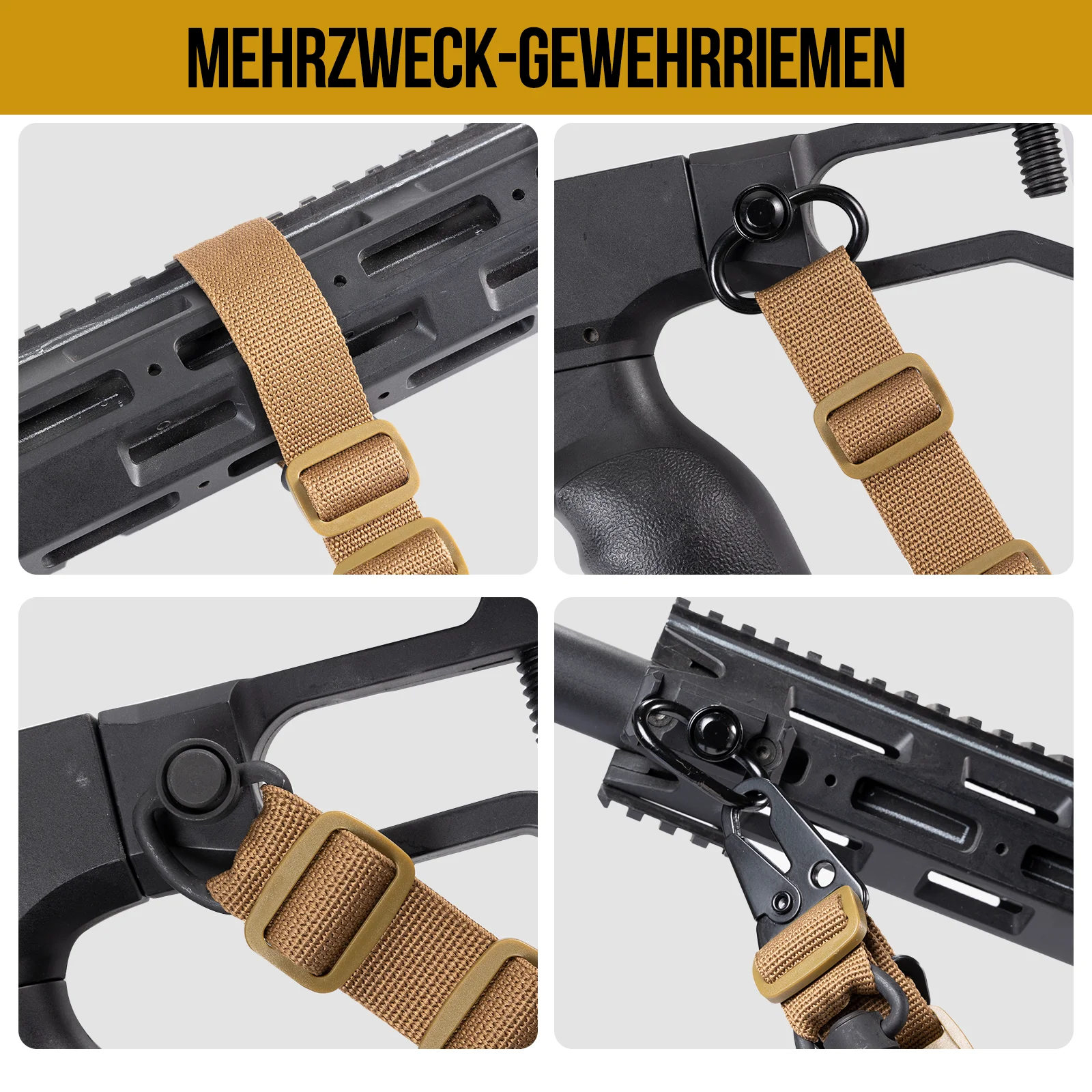ONETIGRIS-eslinga para Rifle táctico, correa Modular extraíble de 2 puntos/1 punto, 2,25 ", accesorios para Rifle acolchado - imagen 5