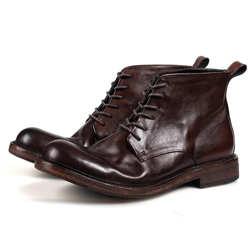 KOWM-zapatos de senderismo de horsehide para hombre, botas para caminar, zapatos de Goodyear, zapatos tobilleros de moda para caminar, zapatillas de trekking al aire libre, zapatos Casuales - imagen 3