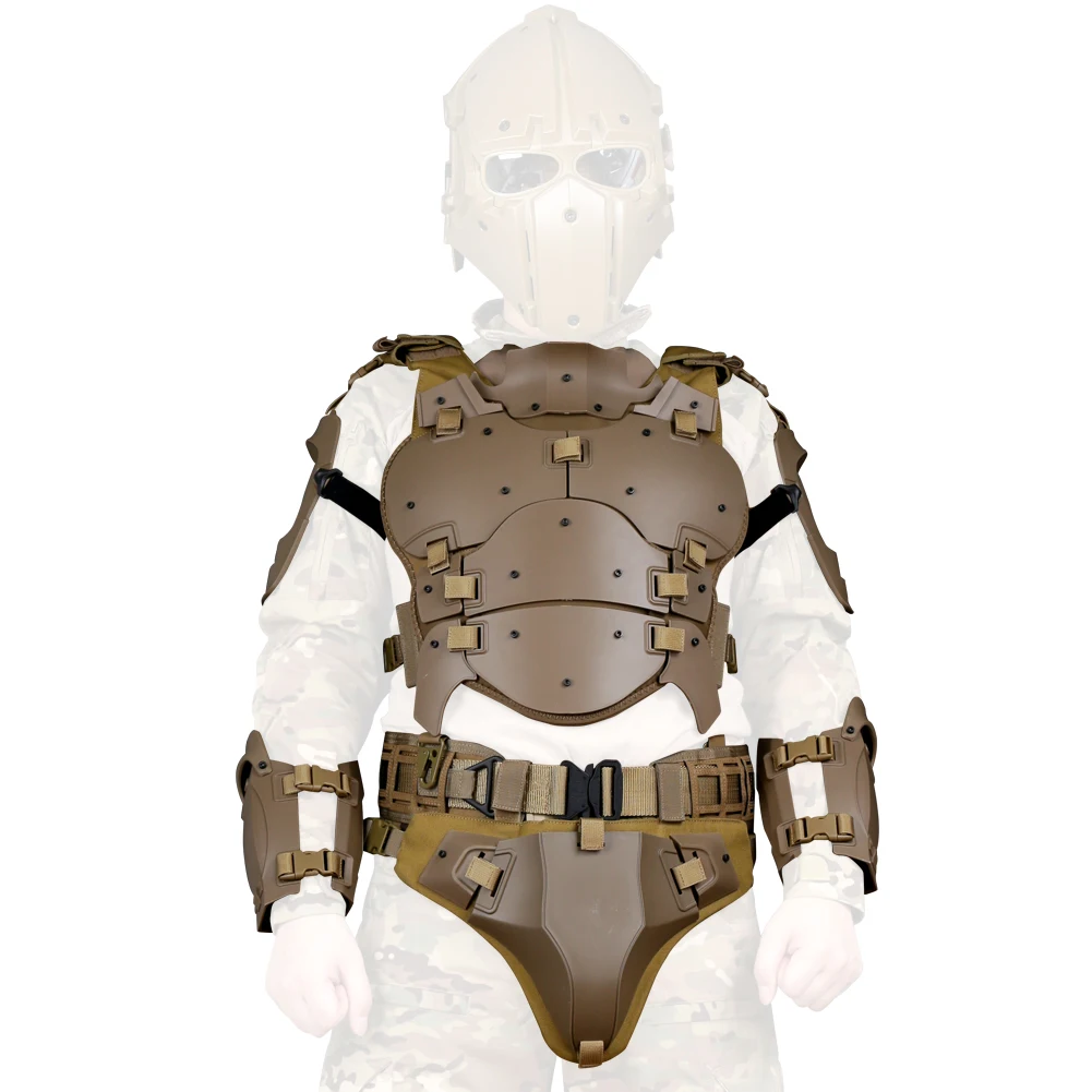 Cubierta de armadura táctica, traje Protector de caza, protección de codo, pecho, entrepierna, cintura, chaleco ajustable - imagen 4