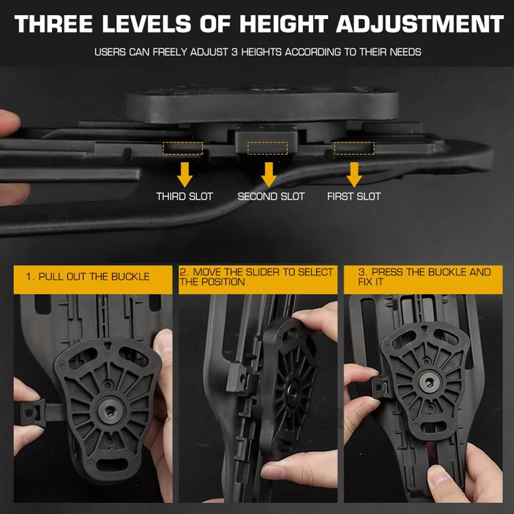 Funda de pistola táctica, Base adaptadora ajustable de tres alturas, Base de nailon para la serie KYDEX, accesorios de Airsoft Paintball - imagen 3