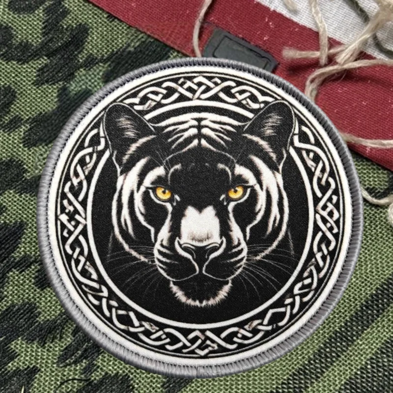Parche con estampado redondo de guepardo, chaleco táctico, sombreros con gancho y bucle, insignia de moral, mochila, pegatinas decorativas, parches para brazalete para ropa - imagen 4