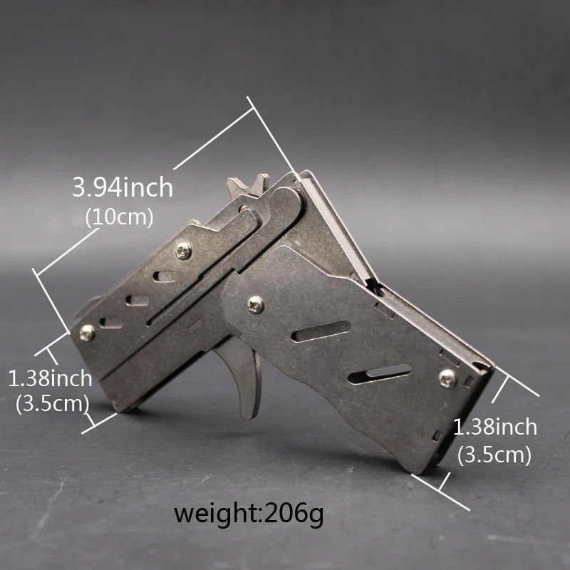 Mini pistola de goma plegable de acero inoxidable, lanzador de tiro, juguetes para niños, regalo de cumpleaños, accesorios de juego divertidos, plata, nuevo, 2022 - imagen 3