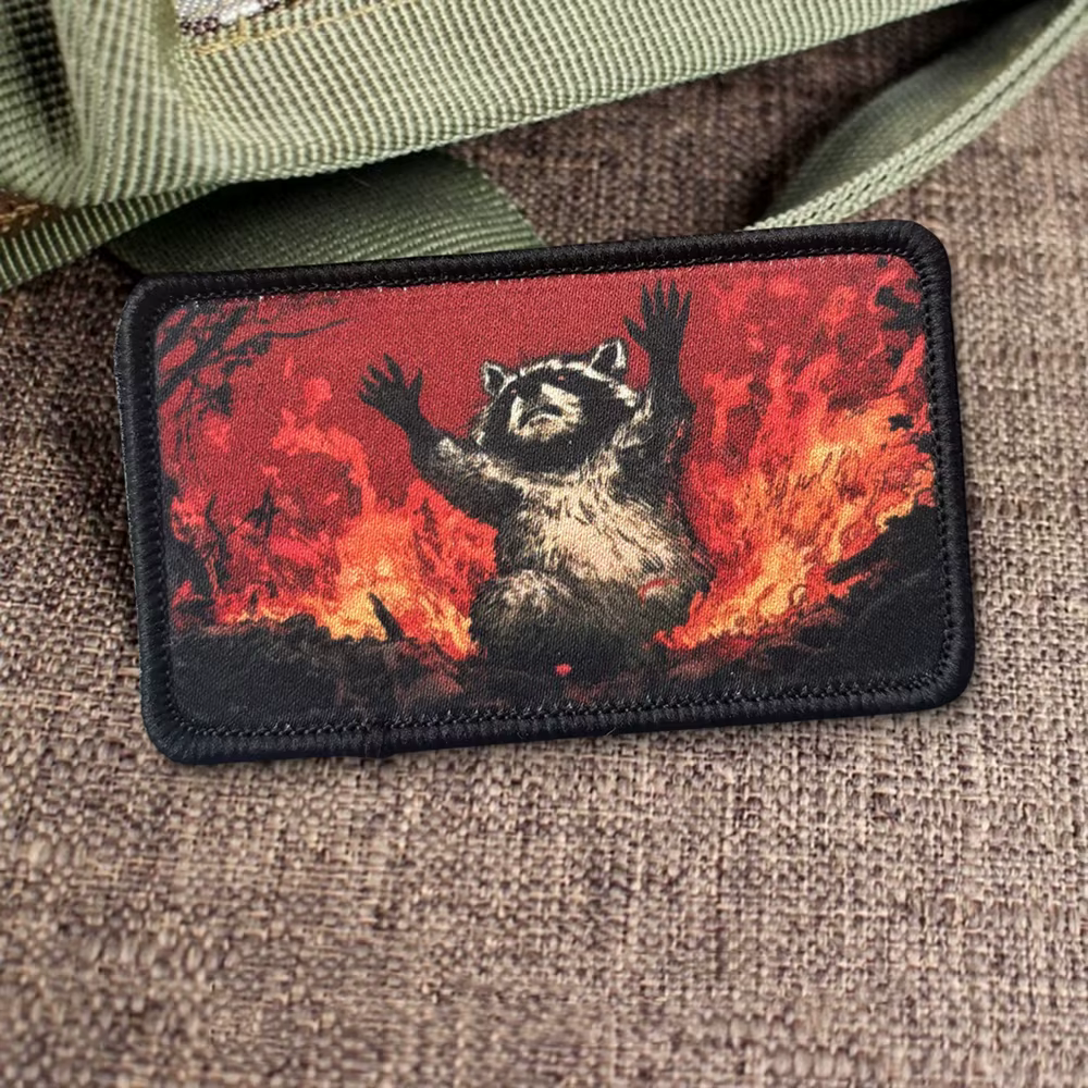 Inferno Raccoon parche táctico de velcro pánico llameante - imagen 4