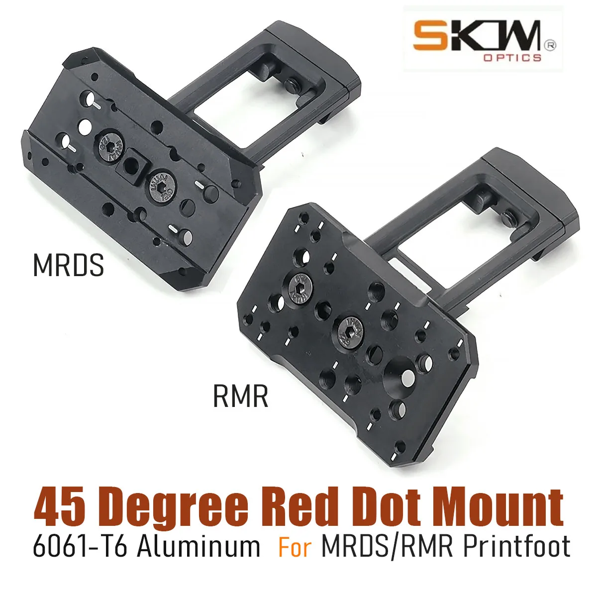 SKWoptics Soporte táctico de punto rojo de 45 grados para RMR MRDS PrintFoot para riel Picatinny de 21 mm