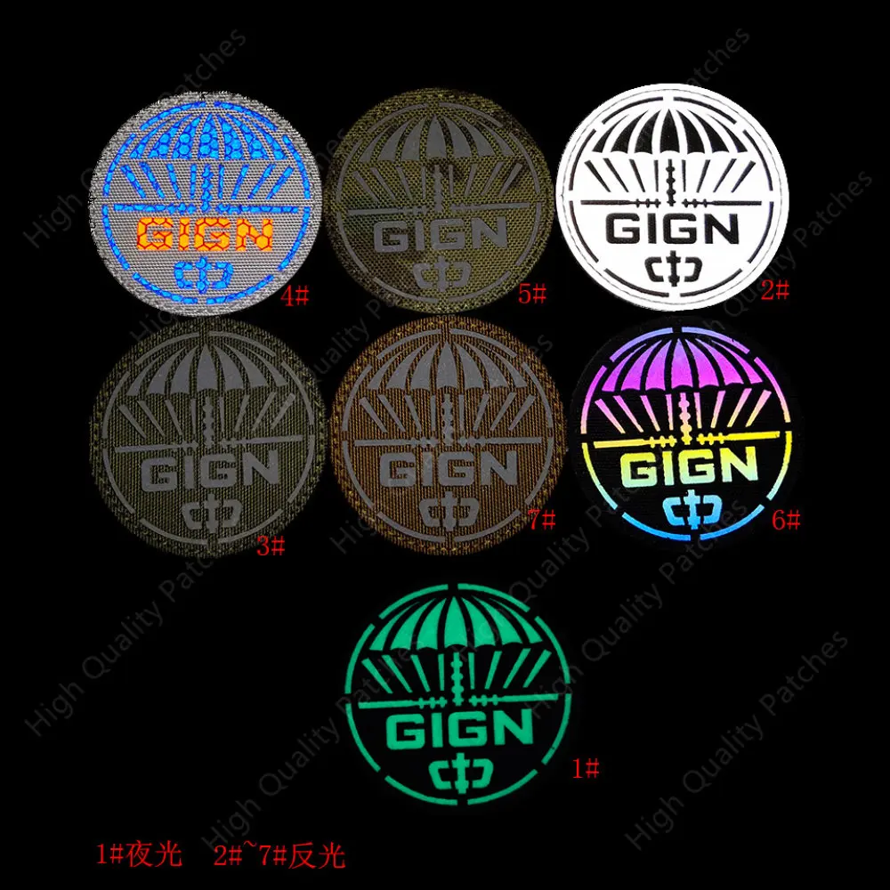 Brazalete R6 Rainbow Six IR GIGN, insignia de moral táctica francesa, paquete de pegatinas mágicas reflectantes, insignia a juego, gancho y bucle luminoso - imagen 3