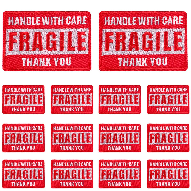 Parches bordados de precaución para ropa, eslogan de prohibición, mochila para Jeans, pegatina para coser, bricolaje, 10 unids/lote - imagen 5