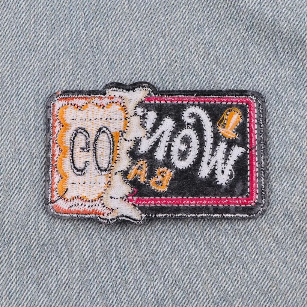 Parches bordados de billete de Chocolate en mochila, pegatinas para ropa, parches de hierro de Anime para ropa a rayas - imagen 3