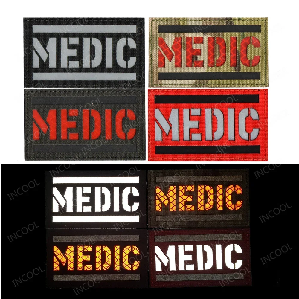 MEDIC IR Reflective Patches Emergency Rescue Paramedic Embroidery Armband Shoulder Tactical First Aid Badges For Clothing Jacket - imagen 2