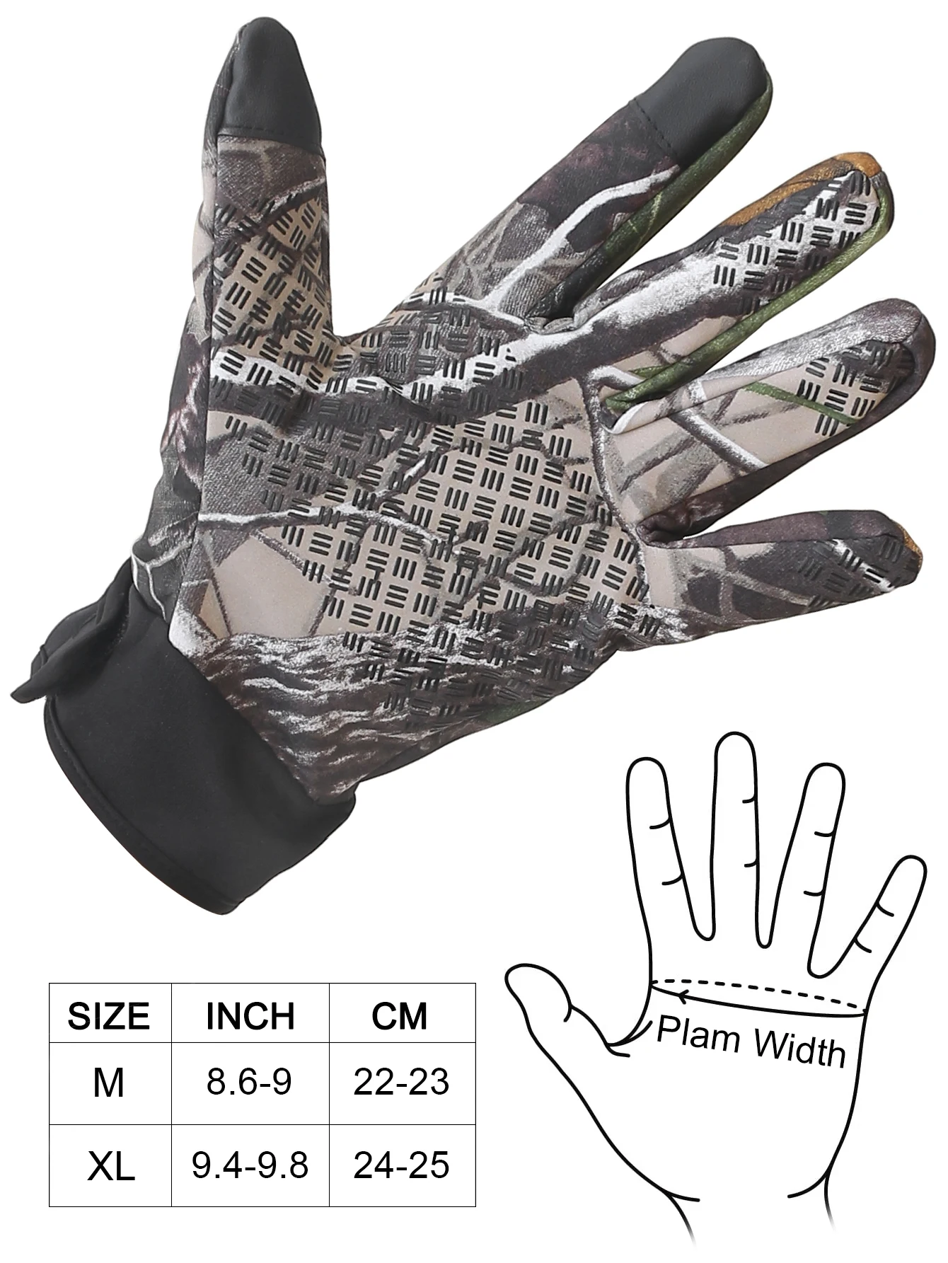 Guantes de caza para hombre, manoplas de dedo completo, antideslizantes, táctiles, de camuflaje, para deportes al aire libre, primavera y otoño - imagen 4