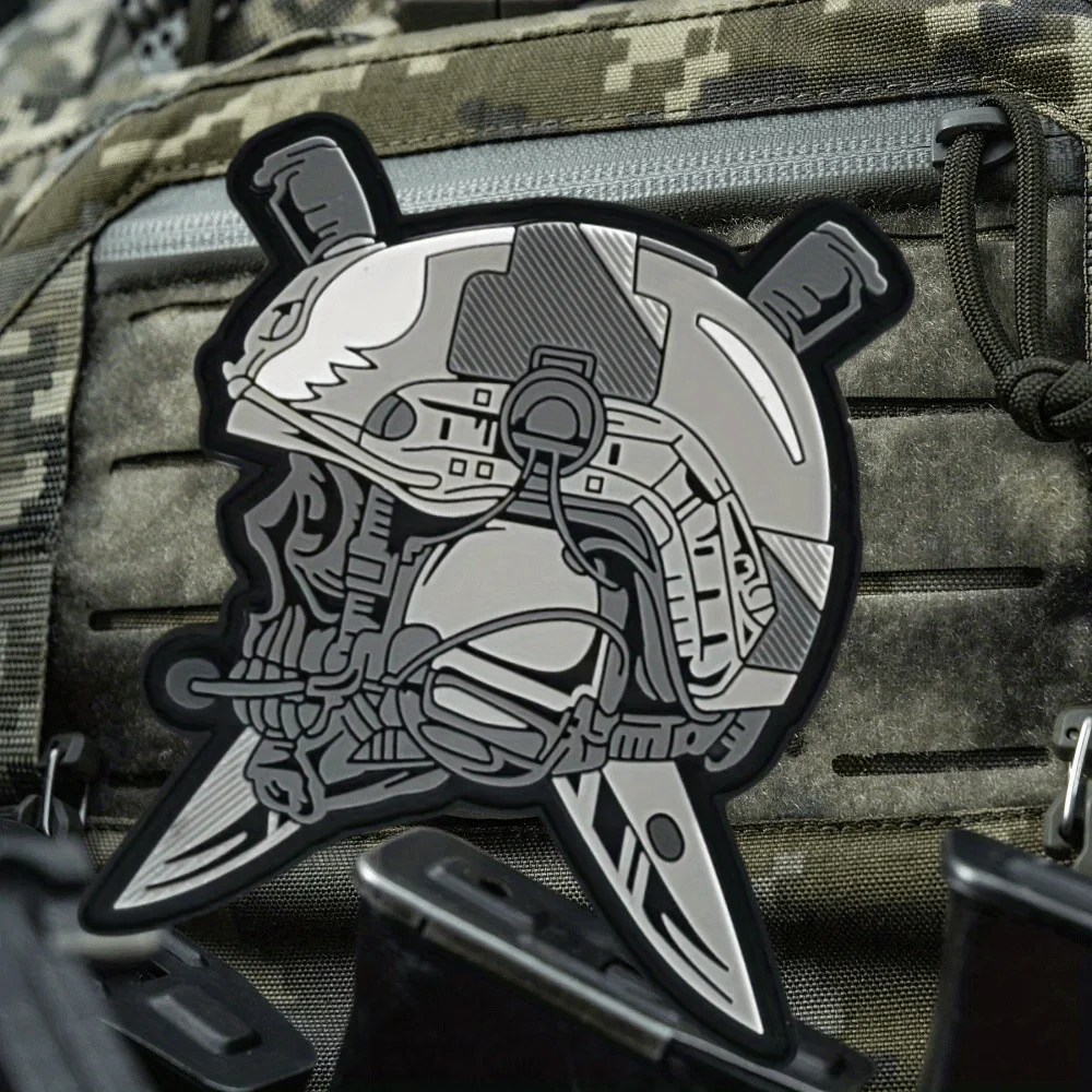 Parche táctico de moral para casco de calavera, parches de gancho y bucle de PVC, insignia de esqueleto militar, brazalete, mochila, pegatinas para ropa - imagen 3
