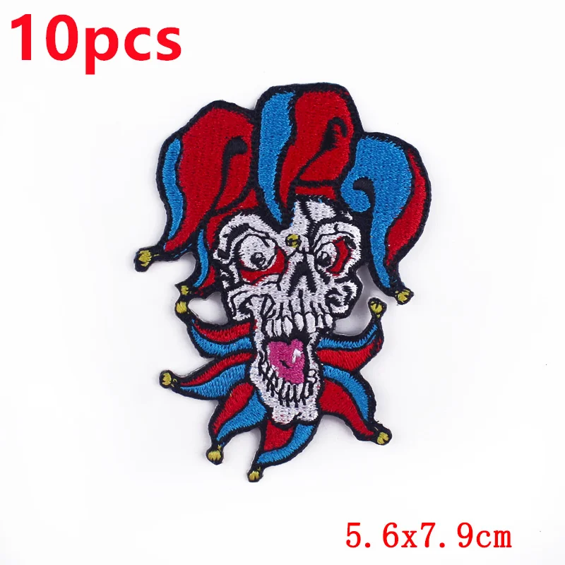 10 unids/pack de parches bordados de calavera de terror en ropa León fusible hierro en parche para ropa coser apliques en sombreros DIY - imagen 3