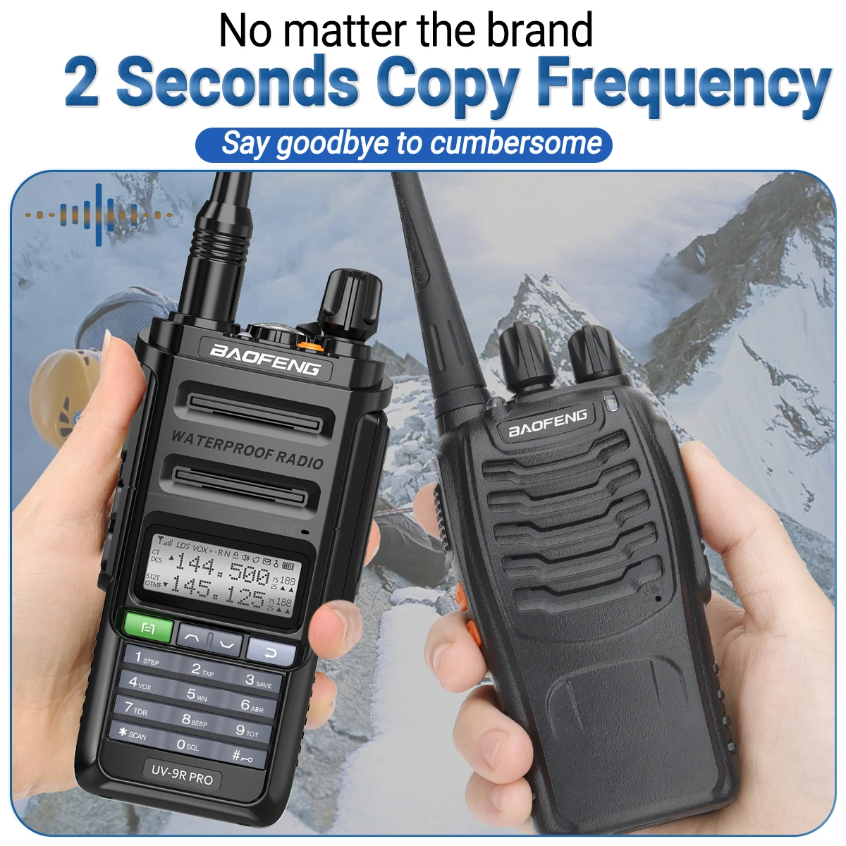 BAOFENG UV-9R PRO Walkie Talkie multibanda IP68 impermeable frecuencia de copia inalámbrica Tri potencia tipo C DTMF Radioaficionado de largo alcance - imagen 5