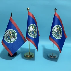 BANDERA DE SKY Escritorio de oficina pequeña bandera de Belize 14x21cm poliéster BZ BZE Bandera nacional de Belize Banner de país Adornos de escritorio Banderas