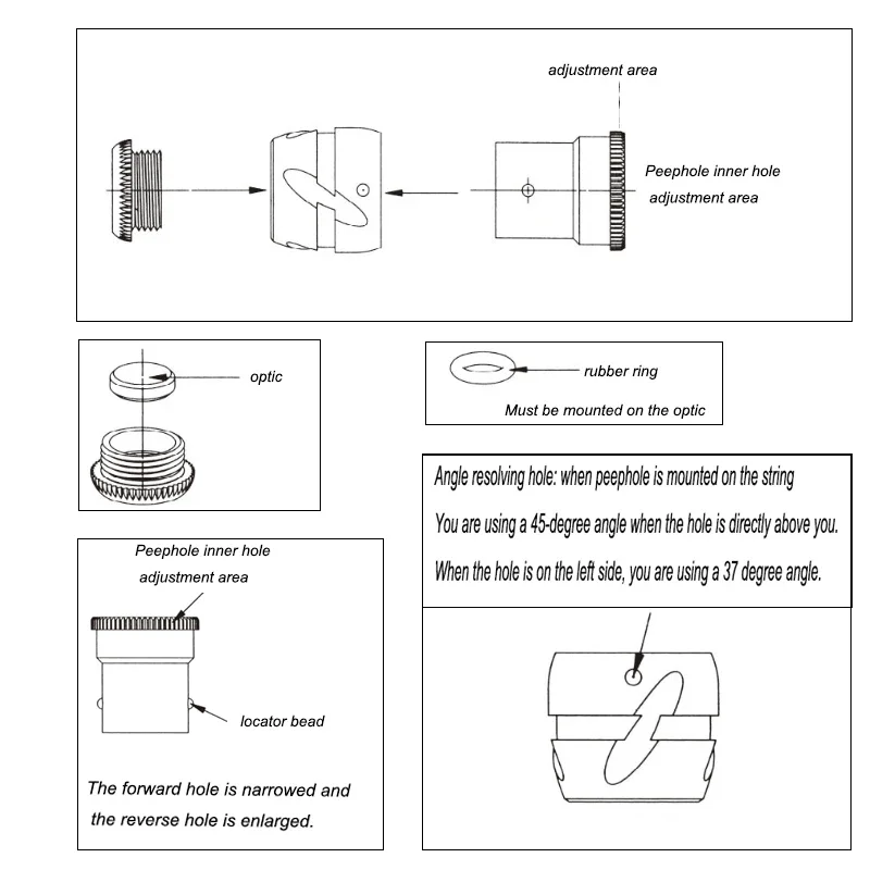 Tiro con Arco de diámetro Variable, apertura de vista, 37 y 45 grados, lente clarificadora #1/2/3/4, arco compuesto, accesorios de tiro de caza - imagen 2