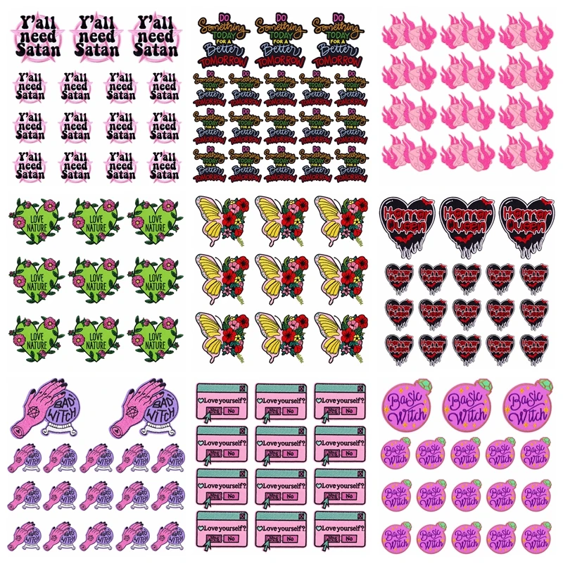 10 Uds. Parche de letras coloridas de dibujos animados mariposa amor corazón parches bordados parches para planchar para ropa parches termoadhesivos