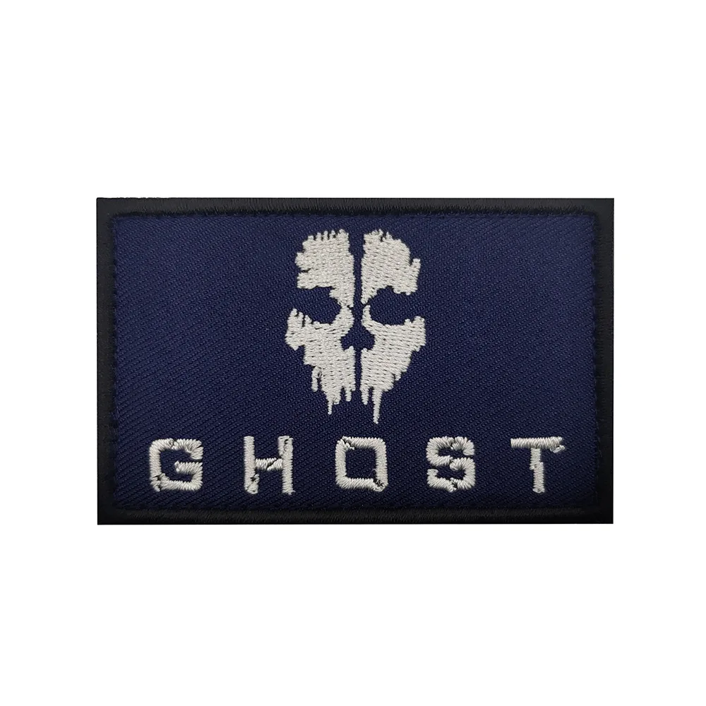 Parches de Call of Duty, máscara de fantasma, parches bordados de calavera en ropa, insignias de gancho y bucle de moral táctica militar, apliques - imagen 4