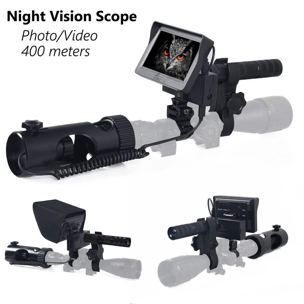 Megaorei 2 mira telescópica para caza, alcance de visión nocturna, óptica IR, cámara de vídeo con láser infrarrojo LED, cámara de visión nocturna de 400 metros - imagen 3