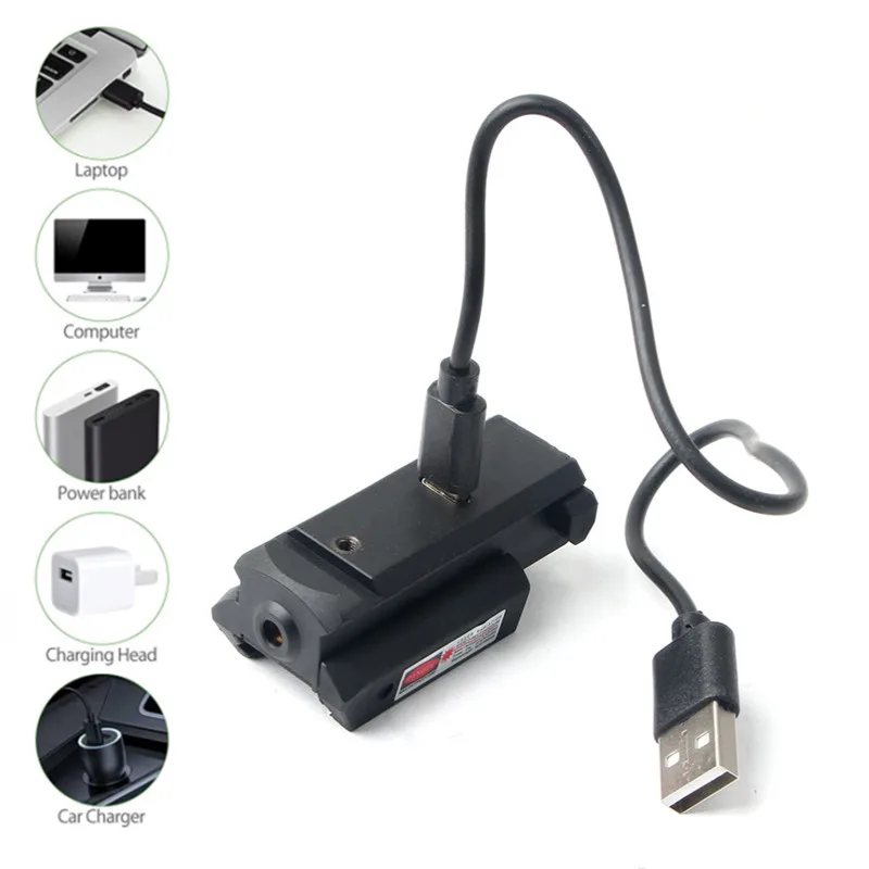 Mira láser compacta táctica recargable, punto verde/rojo, montaje de riel Weaver Picatinny para pistola de caza, Rifle - imagen 4