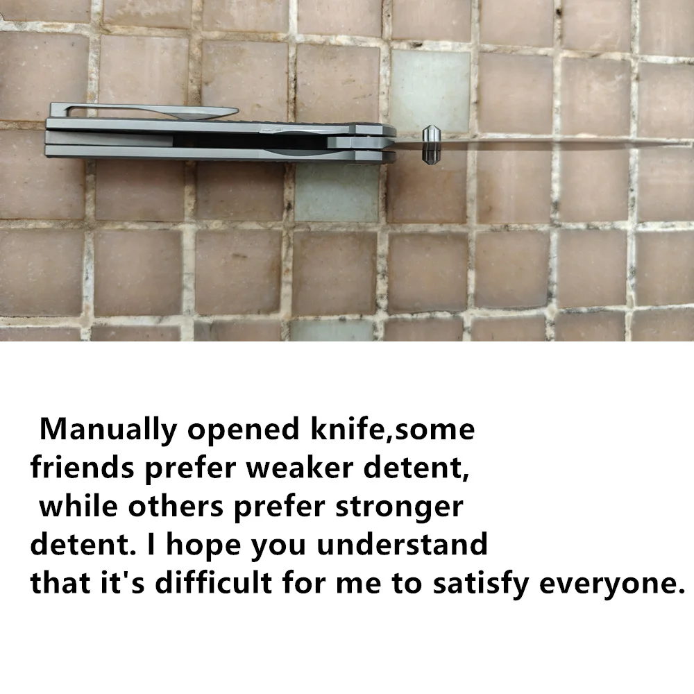 Cuchillo EDC M390 lavado piedra perla con mango de titanio