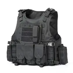 YAKEDA Chaleco táctico camuflaje MOLLE antibalas para caza negro