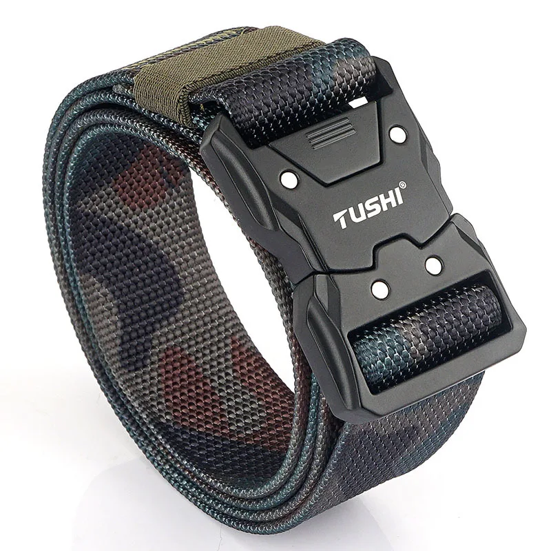 TUSHI 2025 cinturón táctico de secado rápido para hombre, hebilla de liberación rápida de aleación dura, cinturón de caza de nailon suave 1200D, equipo Airsoft masculino - imagen 2