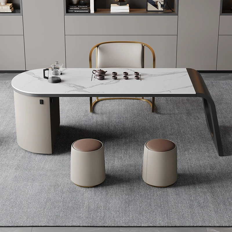 Banco de té de lujo ligero, mesa de té nórdica para el hogar, taburete pequeño, mesa de maquillaje, Banco redondo, té de Kung Fu minimalista italiano - imagen 4