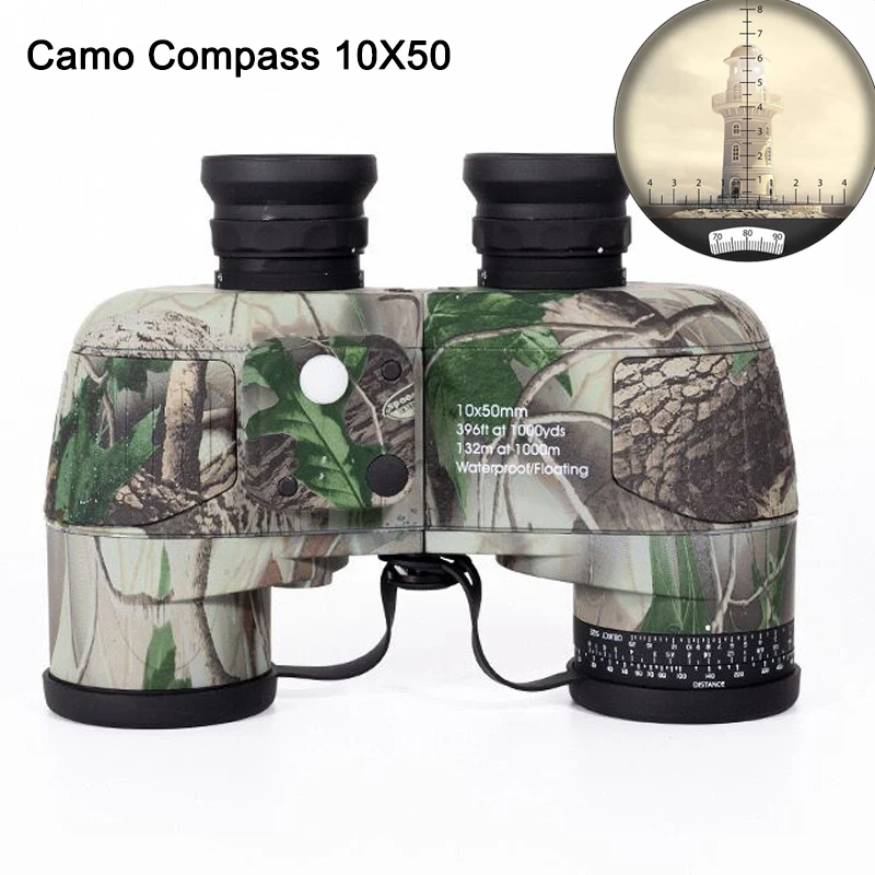 Binoculares marinos 10x50 con brújula telémetro para adultos lente FMC impermeable a prueba de niebla binoculares de visión con poca luz para navegación - imagen 4