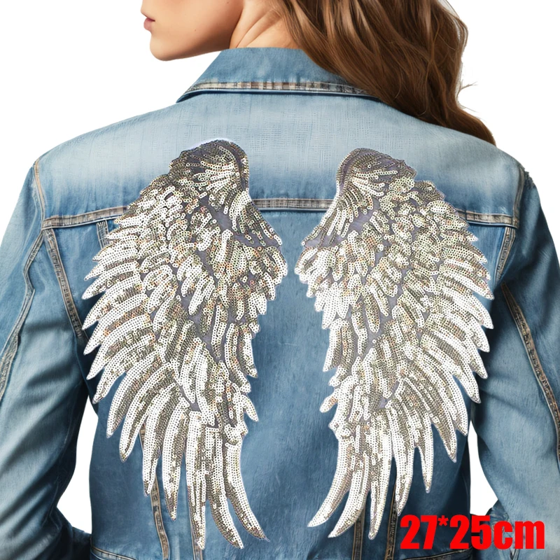 Parches de alas de lentejuelas, parche bordado para coser, parches para planchar para chaquetas, camisetas, pantalones vaqueros, bordado DIY, decoración de ropa, costura DIY - imagen 5