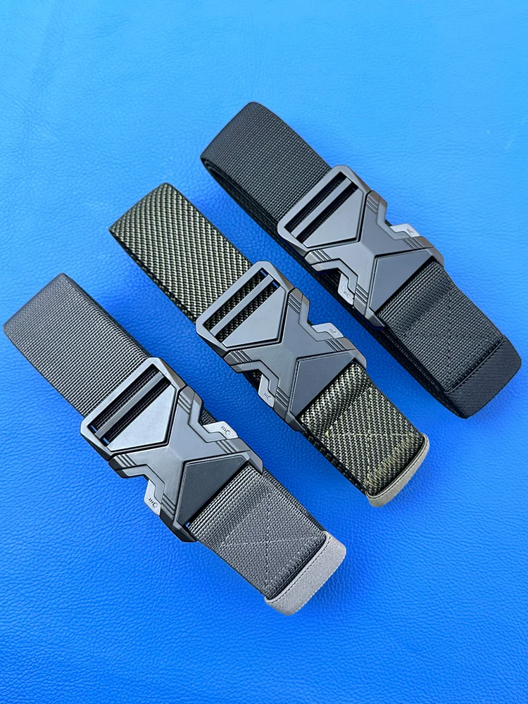 Cinturón trenzado de armadura de diamante para hombres, cinturón de mezclilla de entrenamiento, hebilla de apertura rápida de Metal, táctico al aire libre, informal, todo en uno - imagen 3