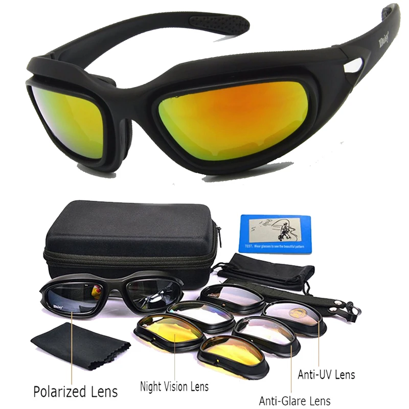 Gafas de sol tácticas para caza y tiro X7 C5, gafas tácticas para exteriores, gafas de sol polarizadas para deportes y senderismo, 4 lentes - imagen 5