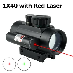 Mira óptica táctica 1x40 con punto rojo y láser para airsoft