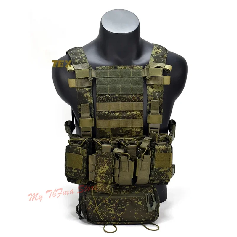 Chaleco táctico MOLLE D3 ligero de camuflaje Digital ruso EMR con bolsa de accesorios para colgar en el pecho
