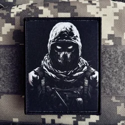Parche táctico de guerrero oscuro, insignia de moral de soldado Ranger, gancho impreso y bucle, brazalete militar, mochila, apliques adhesivos