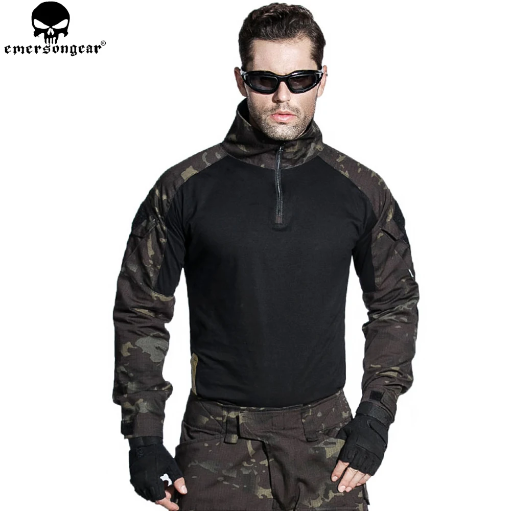 EMERSONGEAR Airsoft BDU uniforme táctico camisa de combate pantalones con coderas rodilleras ropa de caza Multi-camo negro EM6971 - imagen 3