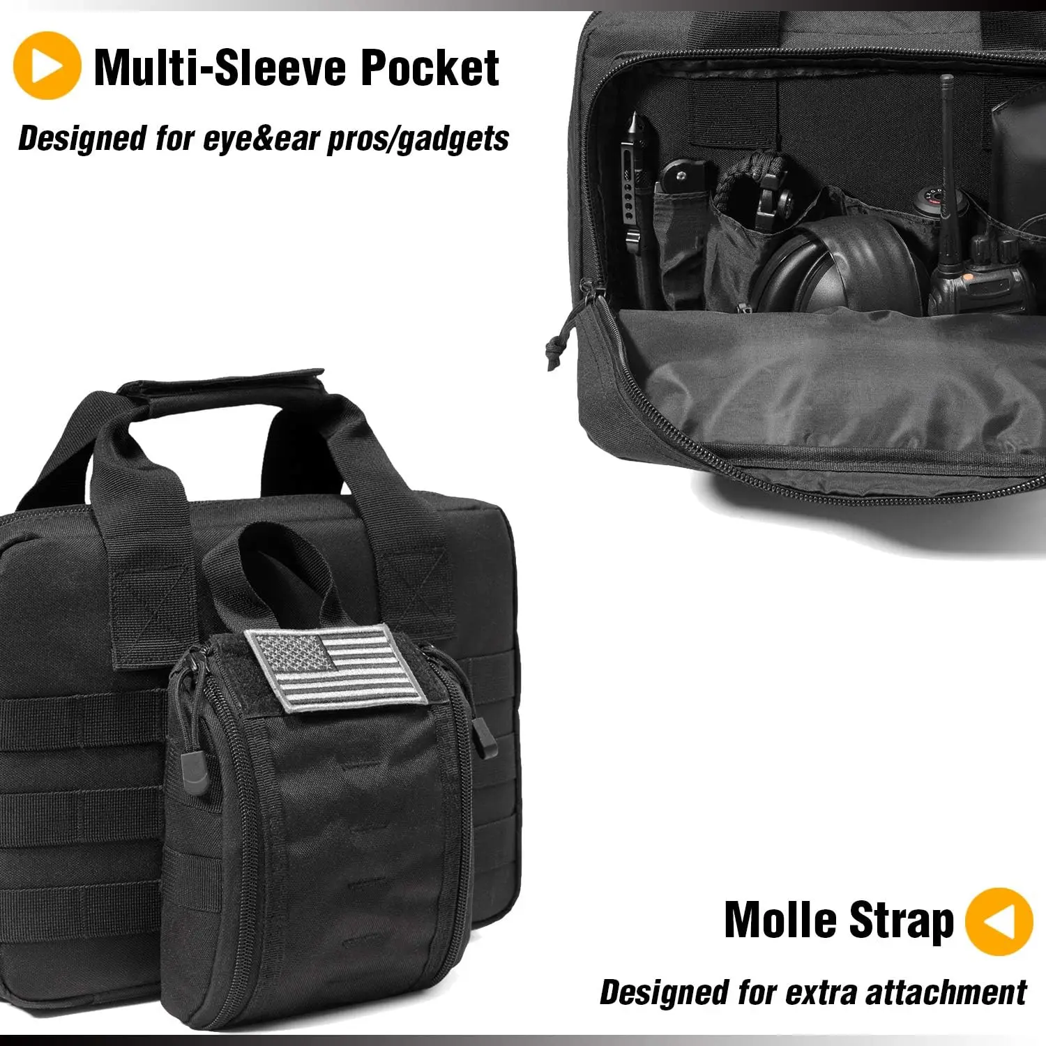 Bolsa para campo de tiro, funda para pistola, 2 bolsas para pistola, bolsa de hombro EDC, bolsa de almacenamiento para transporte oculto táctico de caza - imagen 5