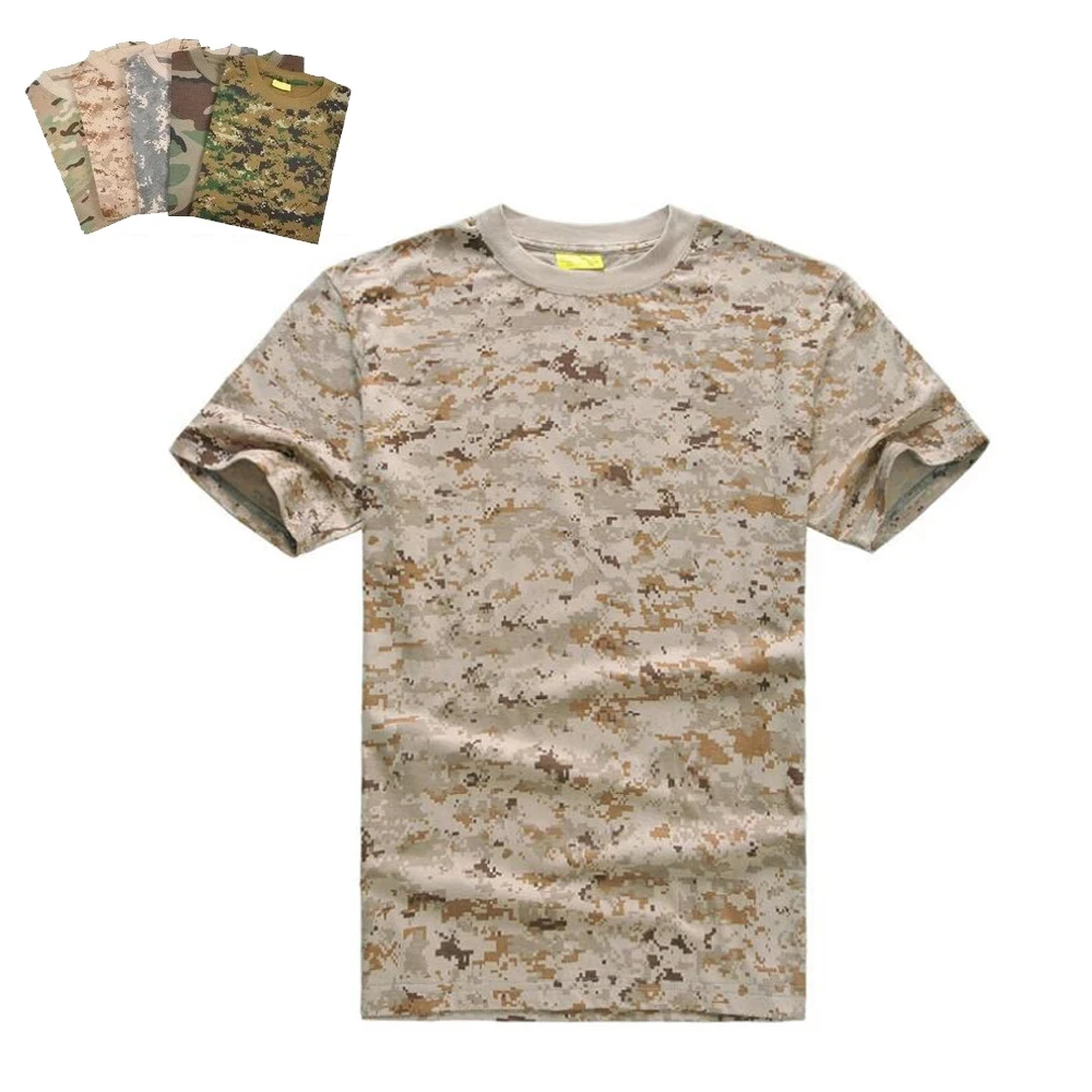 Camisa de combate para hombre, camiseta de camuflaje, camisetas tácticas transpirables de manga corta con cuello redondo de verano, Color múltiple - imagen 4