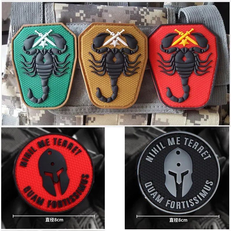 Parche de mochila de ropa táctica de pvc con sello moral, gancho y bucle de goma, insignia de sombrero cruzado, pegatina de mochila, parches de escorpión - imagen 3